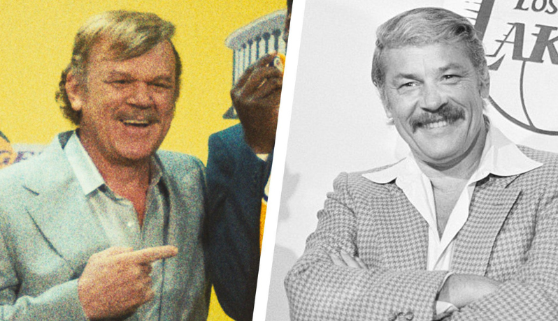 Dr Buss next to John C Reilly, the actor who played him in Winning Time