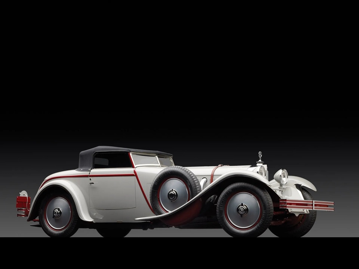 1928 mercedes benz 680s torpedo roadster in silver color