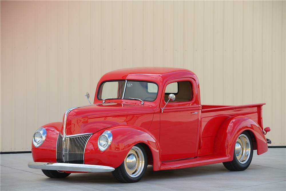 1940 ford boyd coddington pickup truck in red color