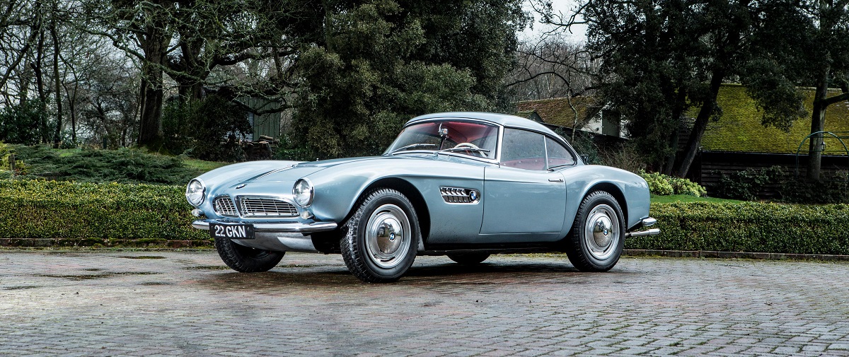 1957 bmw 507 roadster with hardtop parked outdoor during day time