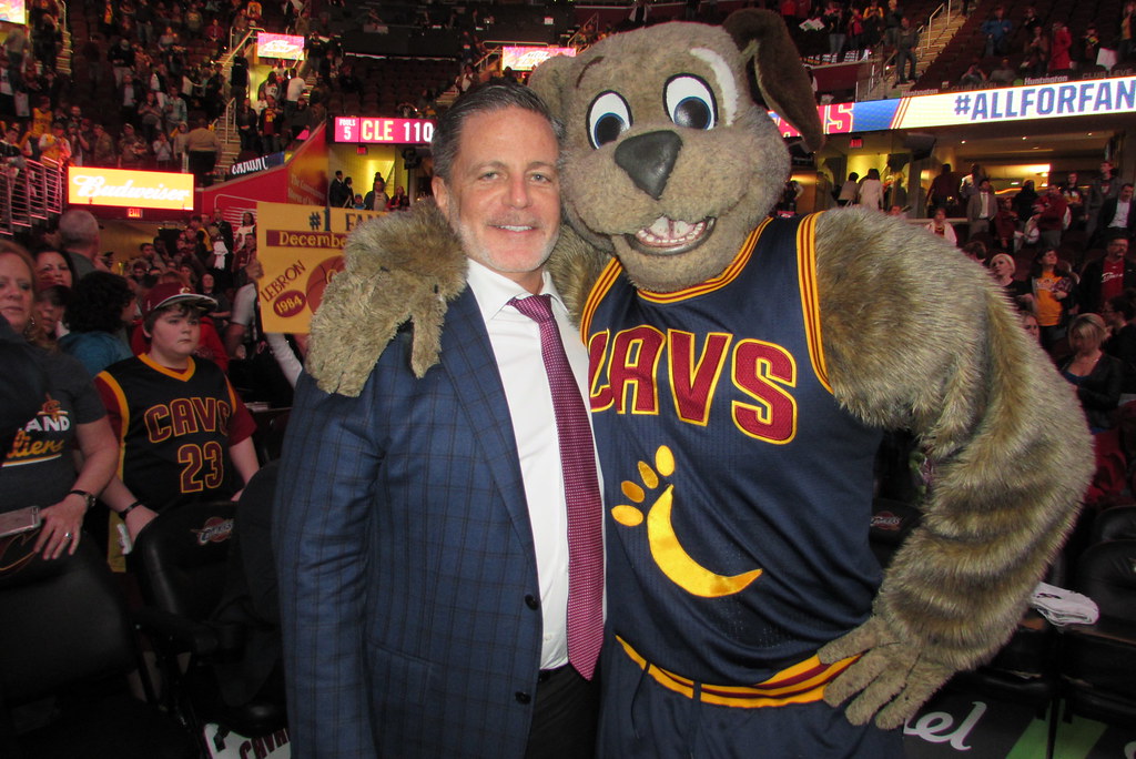 Dan Gilbert and Cavs mascot at a game