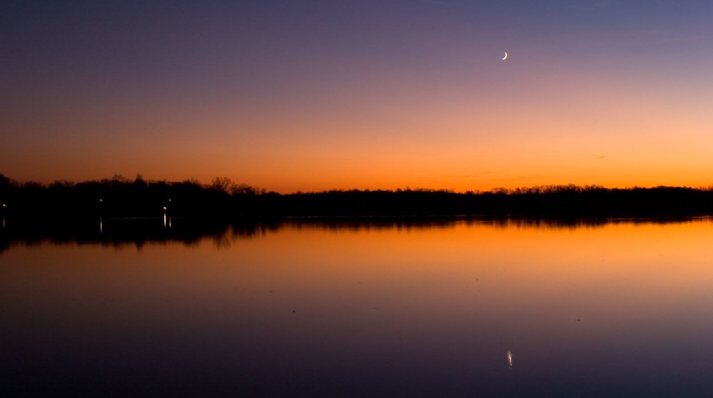 Sunset over Cass Lake in West Bloomfield, MI