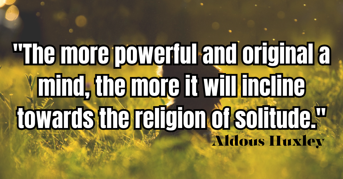 "The more powerful and original a mind, the more it will incline towards the religion of solitude."