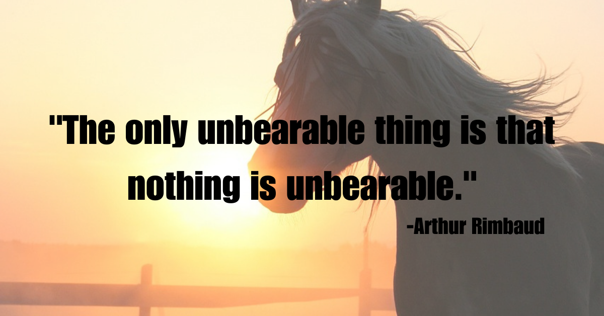 "The only unbearable thing is that nothing is unbearable."