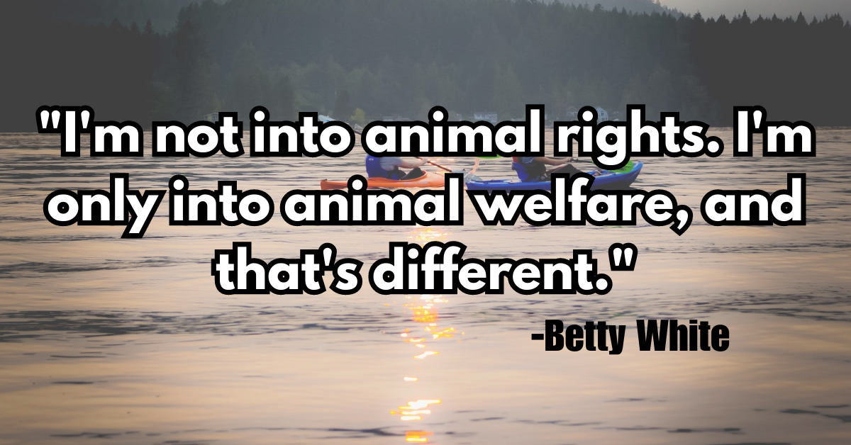 "I'm not into animal rights. I'm only into animal welfare, and that's different."