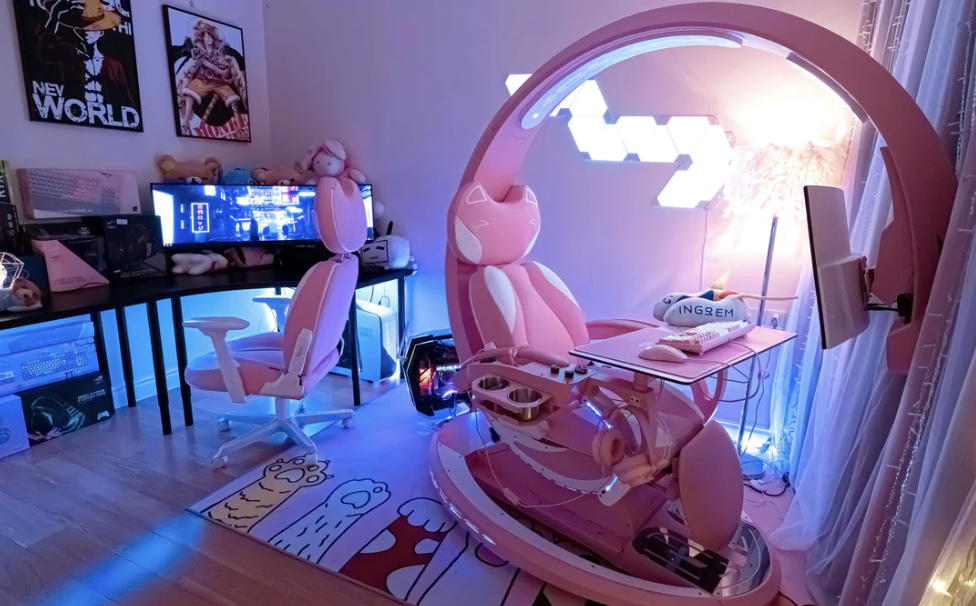 Crystal pink working and gaming station