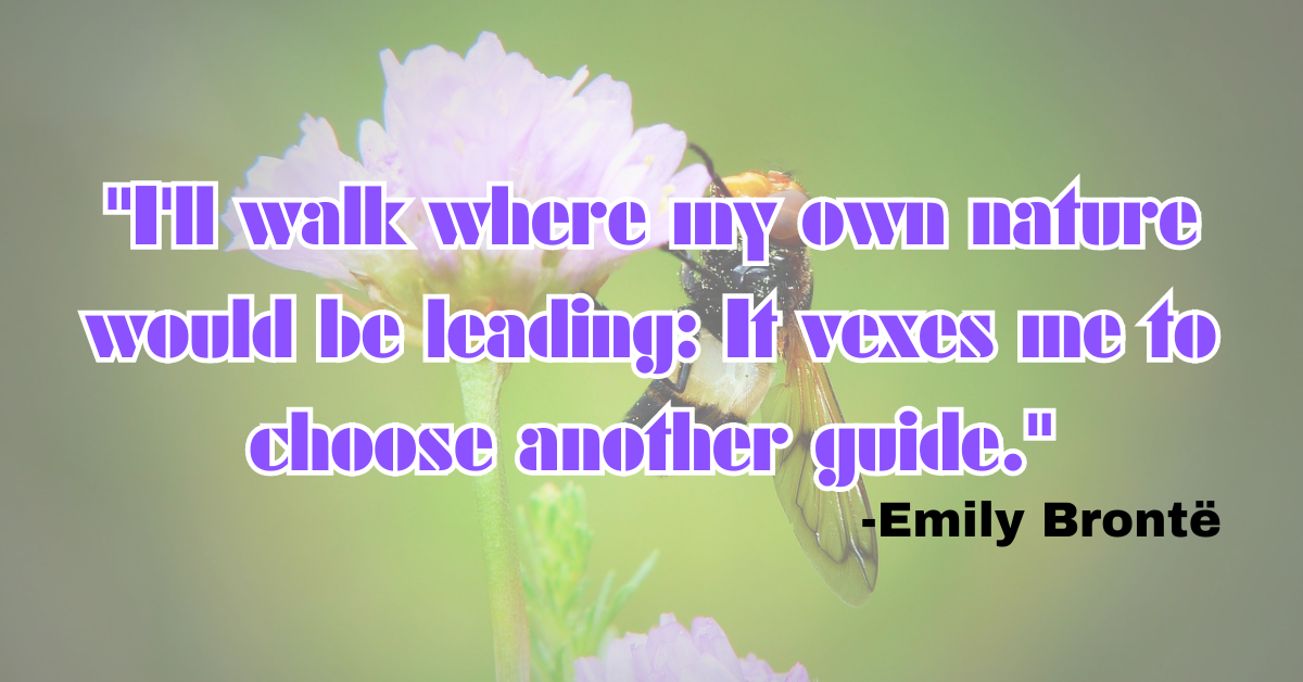 "I'll walk where my own nature would be leading: It vexes me to choose another guide."