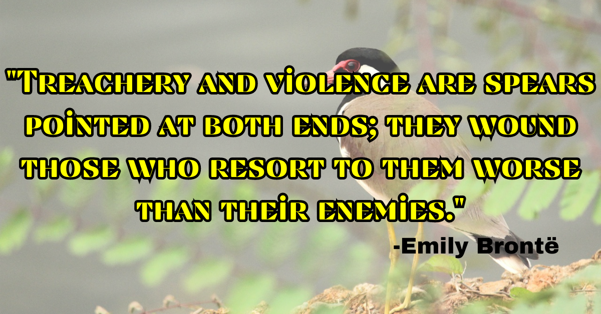 "Treachery and violence are spears pointed at both ends; they wound those who resort to them worse than their enemies."
