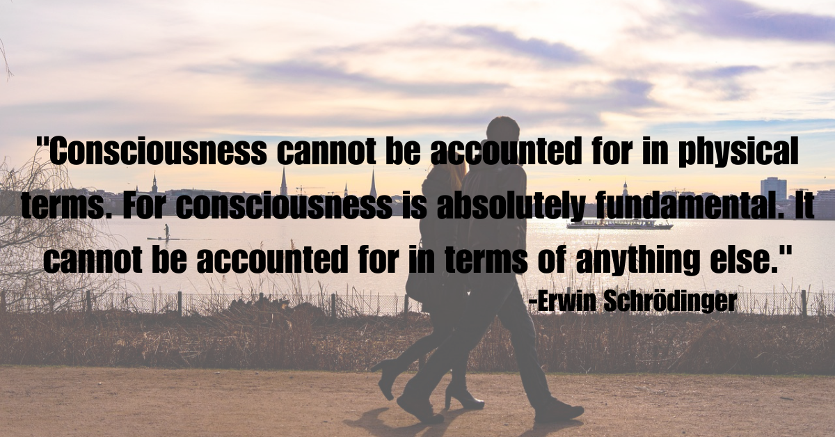 "Consciousness cannot be accounted for in physical terms. For consciousness is absolutely fundamental. It cannot be accounted for in terms of anything else."