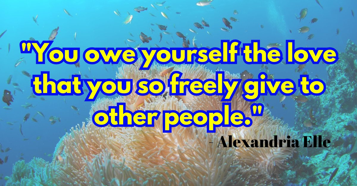 "You owe yourself the love that you so freely give to other people." - Alexandria Elle