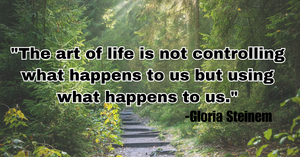 "The art of life is not controlling what happens to us but using what happens to us."