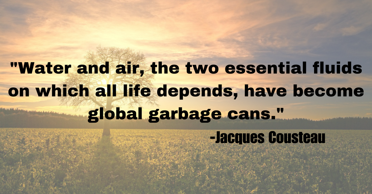 "Water and air, the two essential fluids on which all life depends, have become global garbage cans."