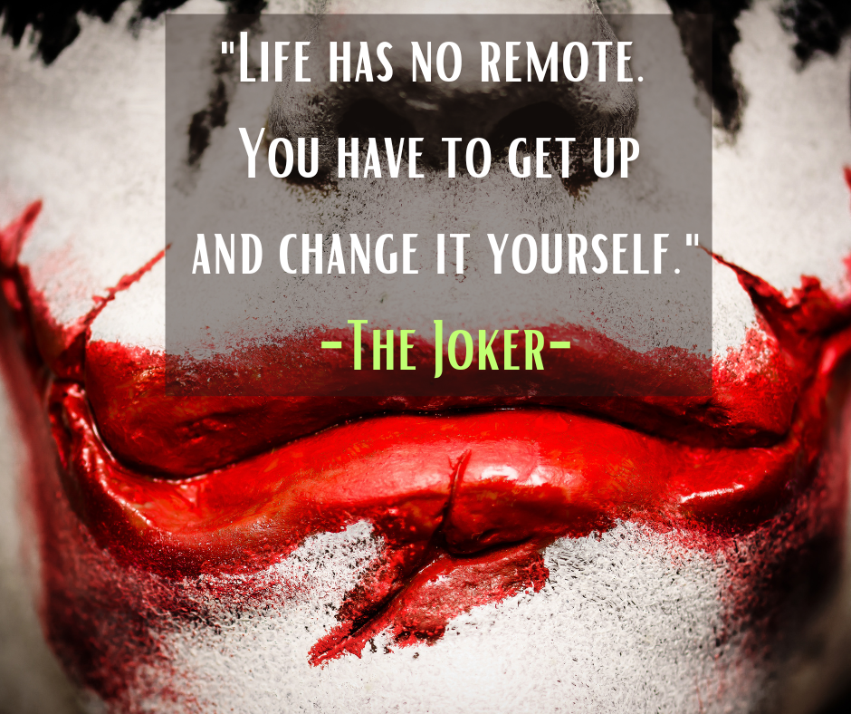 The Joker Smiling with Quote text overlay