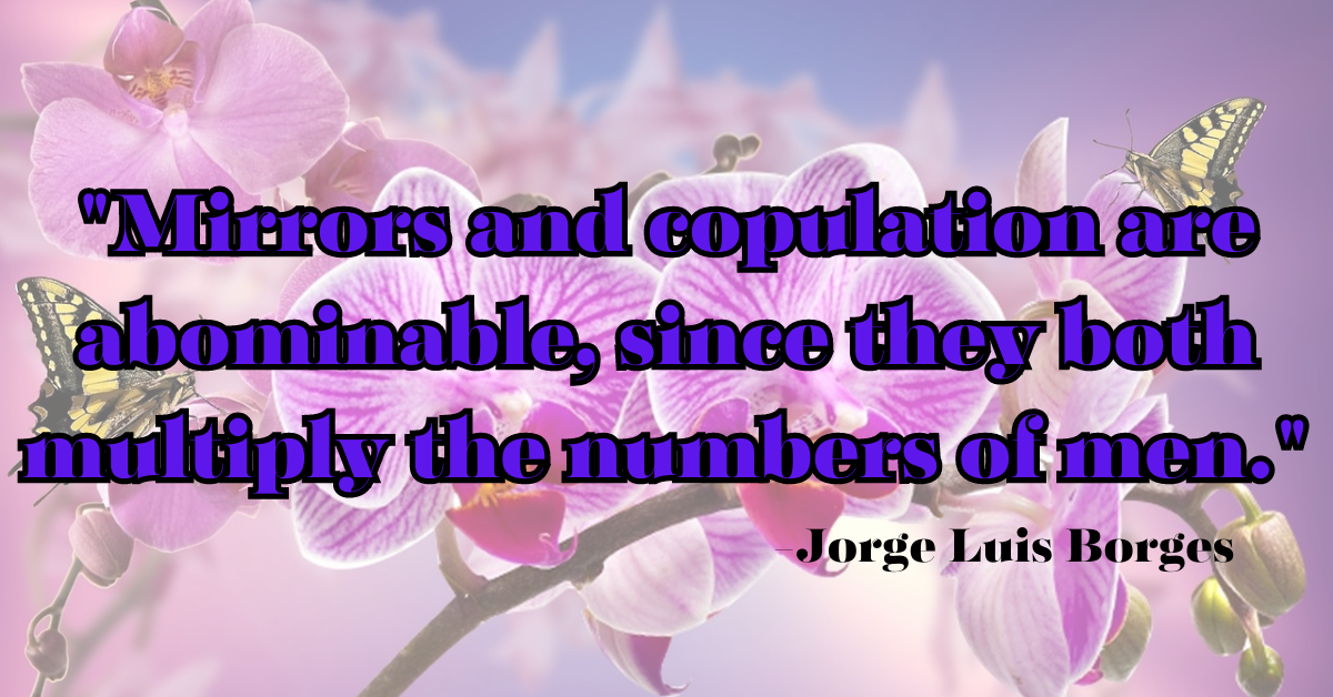 "Mirrors and copulation are abominable, since they both multiply the numbers of men."