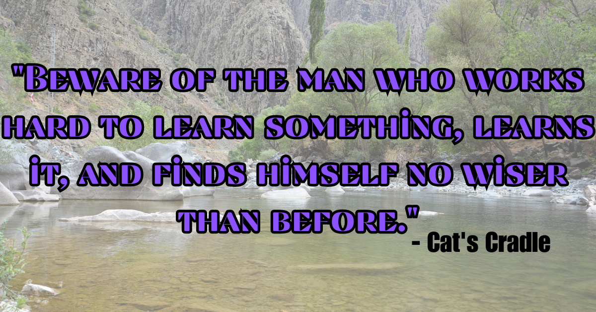 "Beware of the man who works hard to learn something, learns it, and finds himself no wiser than before." - Cat's Cradle