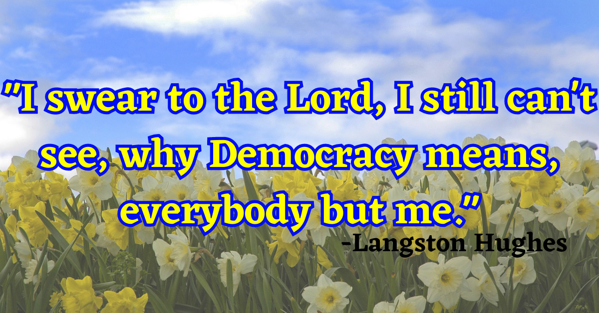 "I swear to the Lord, I still can't see, why Democracy means, everybody but me."