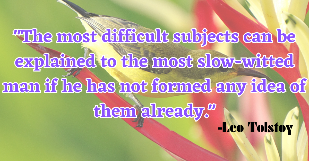 "The most difficult subjects can be explained to the most slow-witted man if he has not formed any idea of them already."