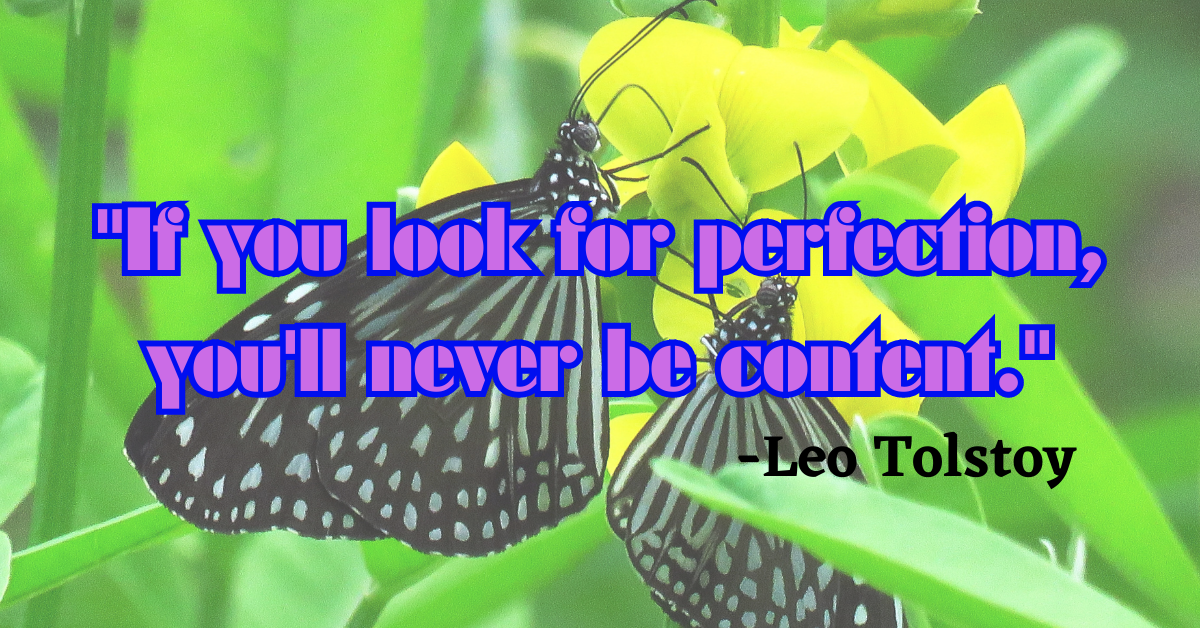 "If you look for perfection, you'll never be content."
