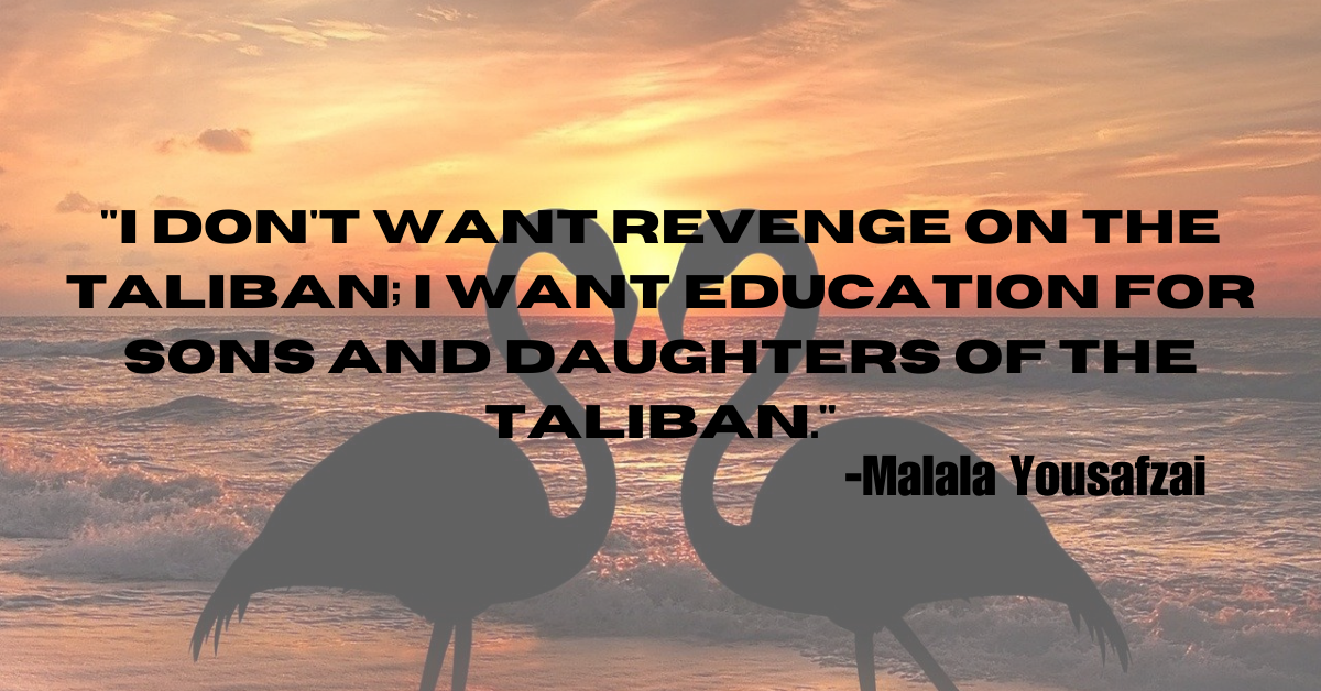 "I don't want revenge on the Taliban; I want education for sons and daughters of the Taliban."