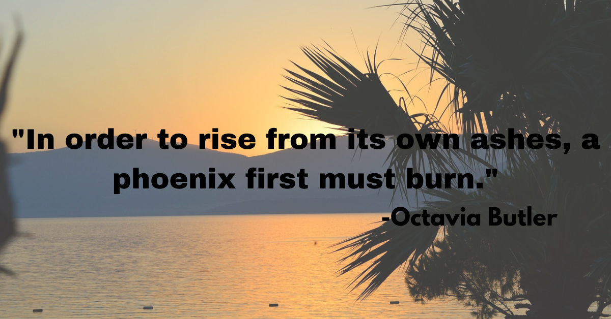 "In order to rise from its own ashes, a phoenix first must burn."