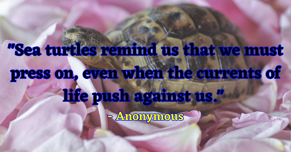 "Sea turtles remind us that we must press on, even when the currents of life push against us." - Anonymous