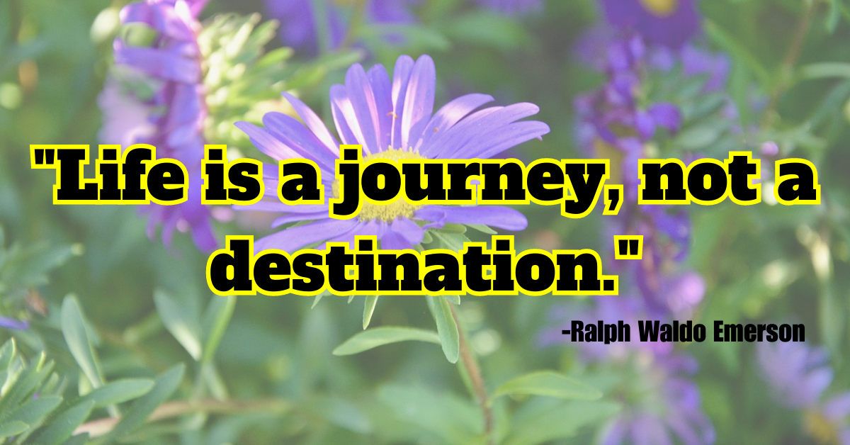 "Life is a journey, not a destination."