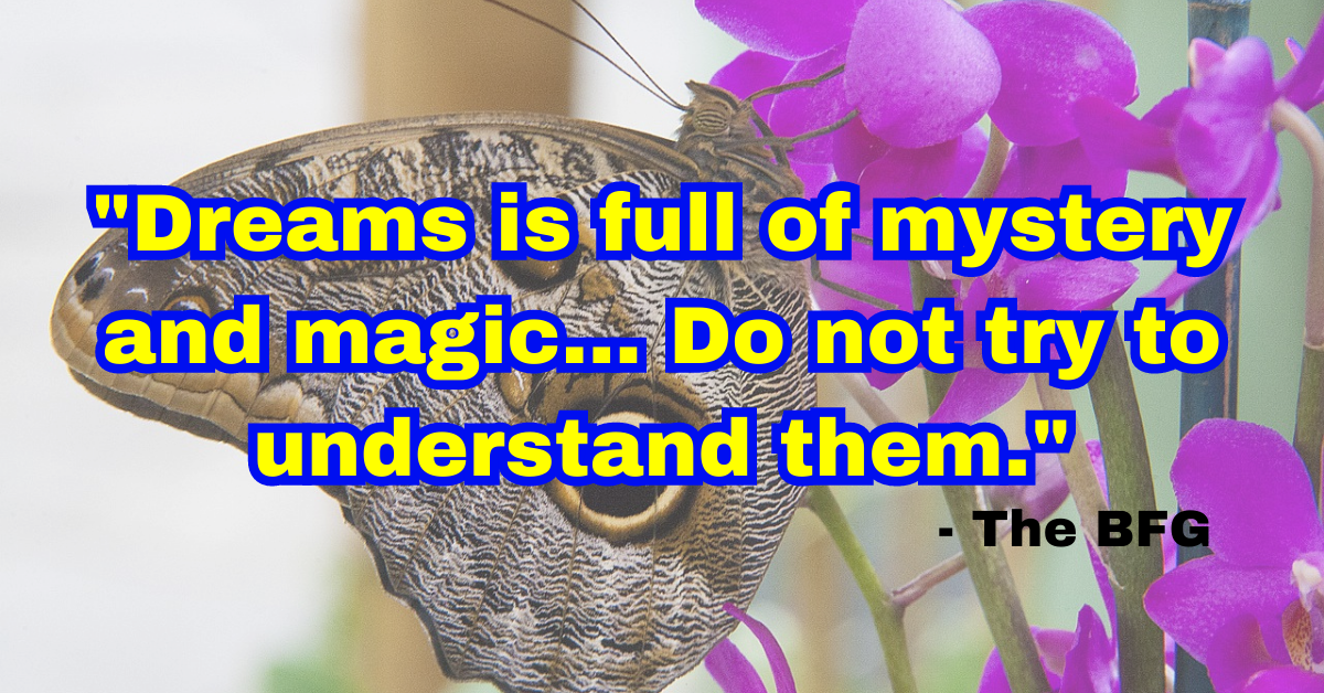 "Dreams is full of mystery and magic... Do not try to understand them." - The BFG