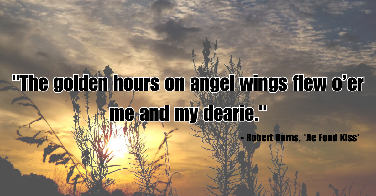 "The golden hours on angel wings flew o’er me and my dearie." - Robert Burns, 'Ae Fond Kiss'