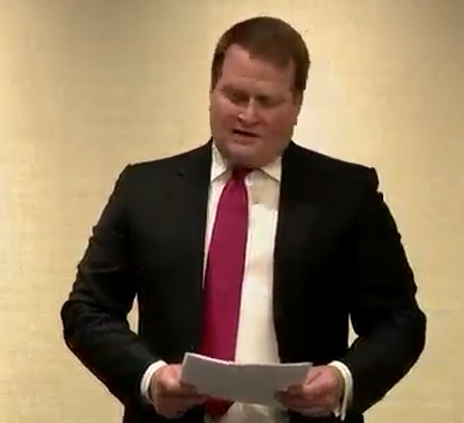 Tony Bobulinski, giving a statement in a suit