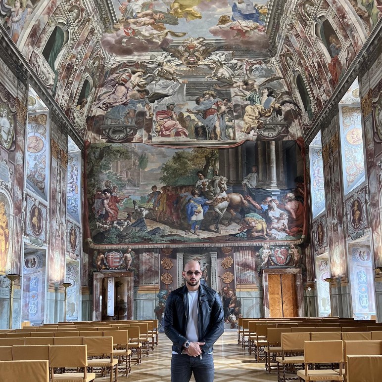 Andrew Tate in what appears to be the Sistine Chapel