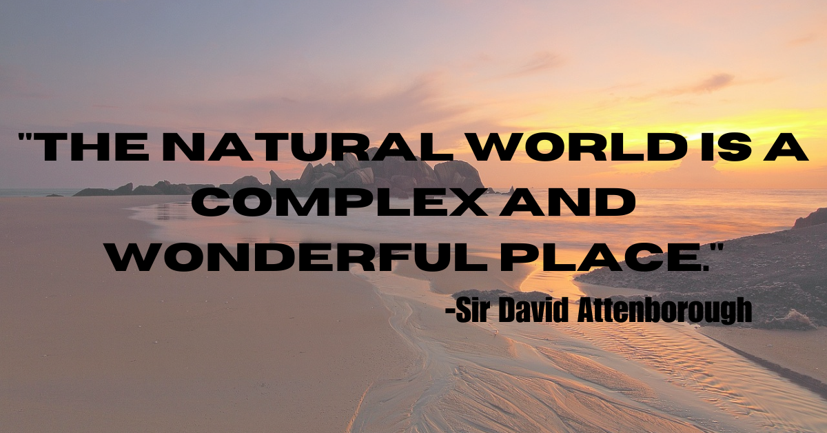 "The natural world is a complex and wonderful place."