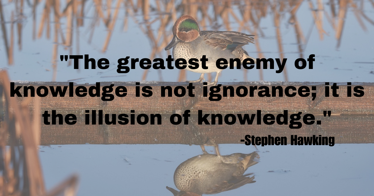 "The greatest enemy of knowledge is not ignorance; it is the illusion of knowledge."