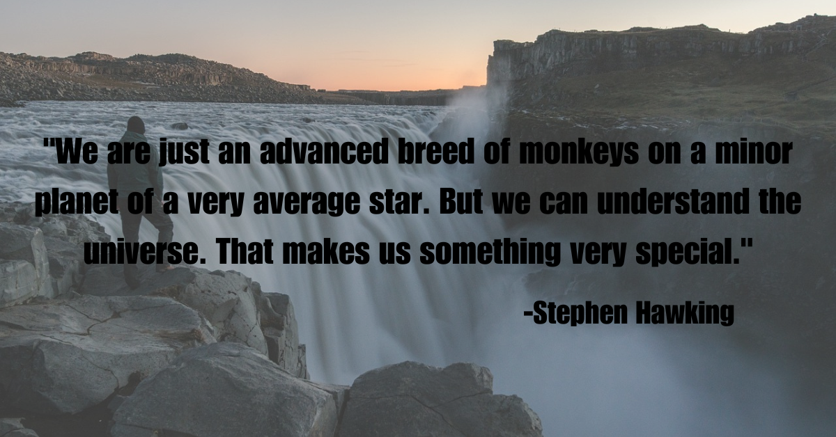 "We are just an advanced breed of monkeys on a minor planet of a very average star. But we can understand the universe. That makes us something very special."