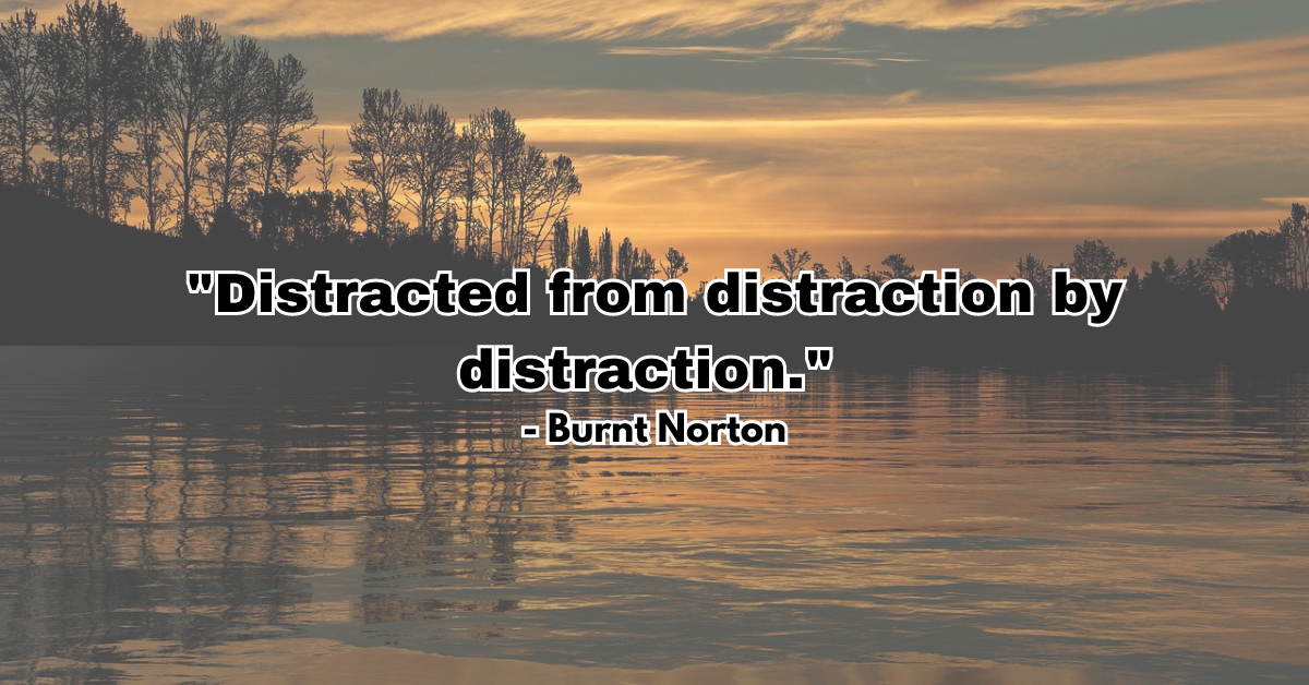 "Distracted from distraction by distraction." - Burnt Norton