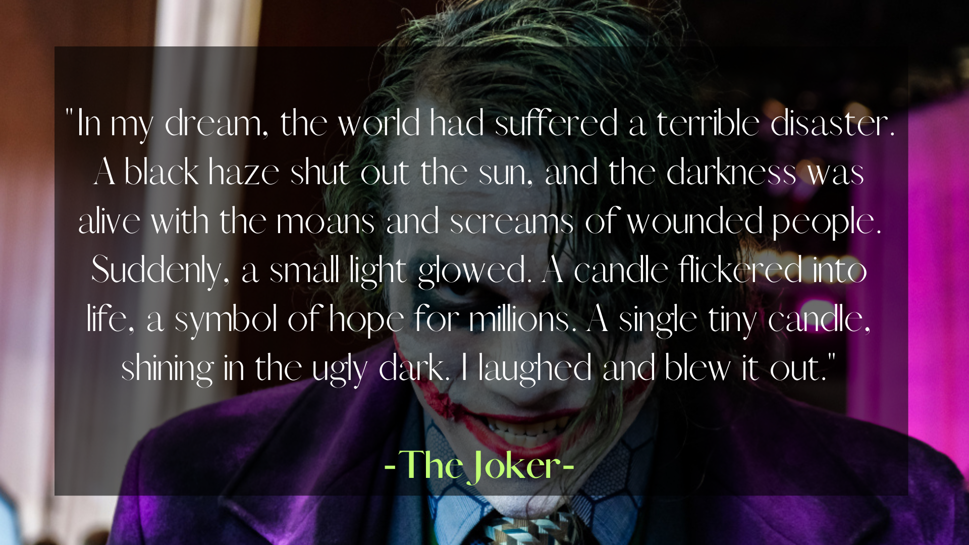 The Joker disaster quote with text overlay