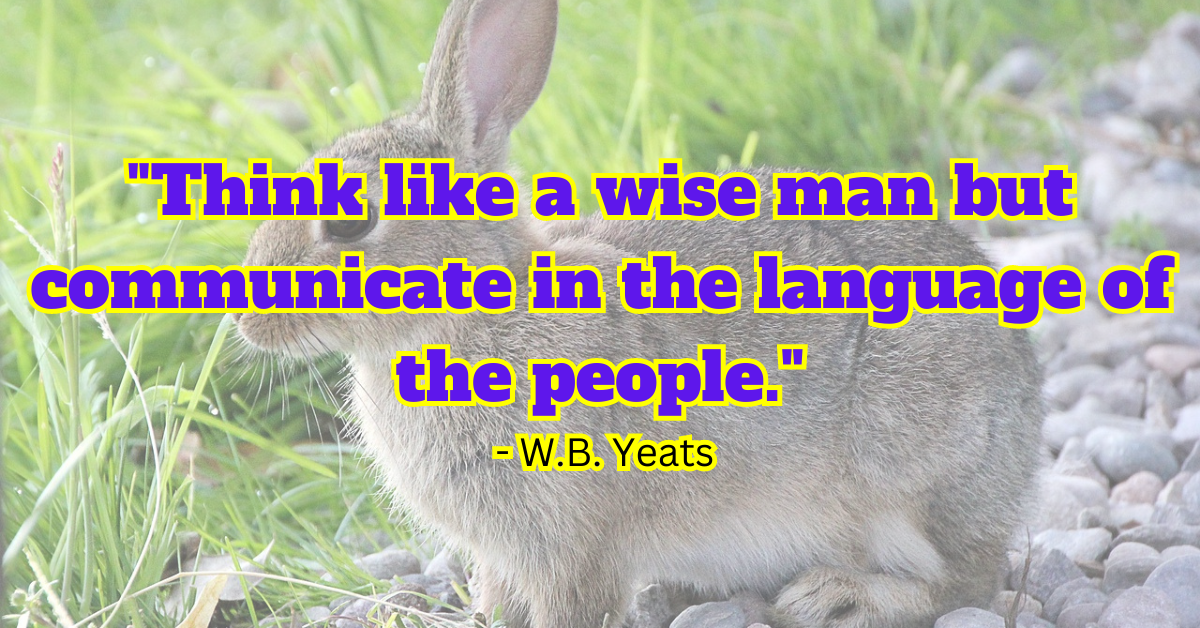 "Think like a wise man but communicate in the language of the people." - W.B. Yeats