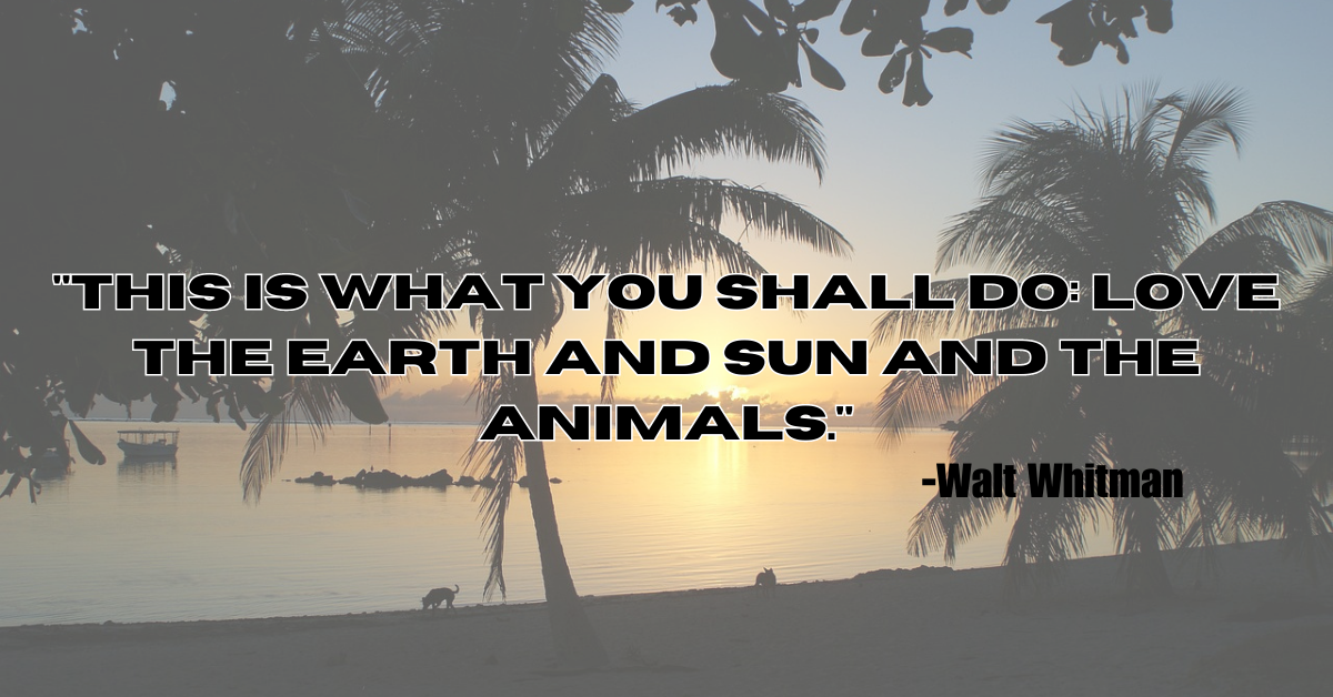 "This is what you shall do: love the earth and sun and the animals."