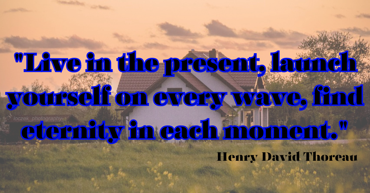 "Live in the present, launch yourself on every wave, find eternity in each moment." - Henry David Thoreau