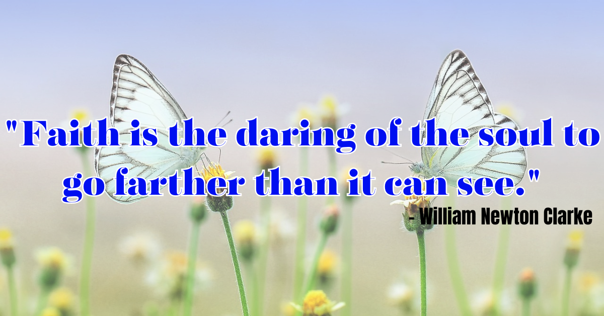 "Faith is the daring of the soul to go farther than it can see." - William Newton Clarke