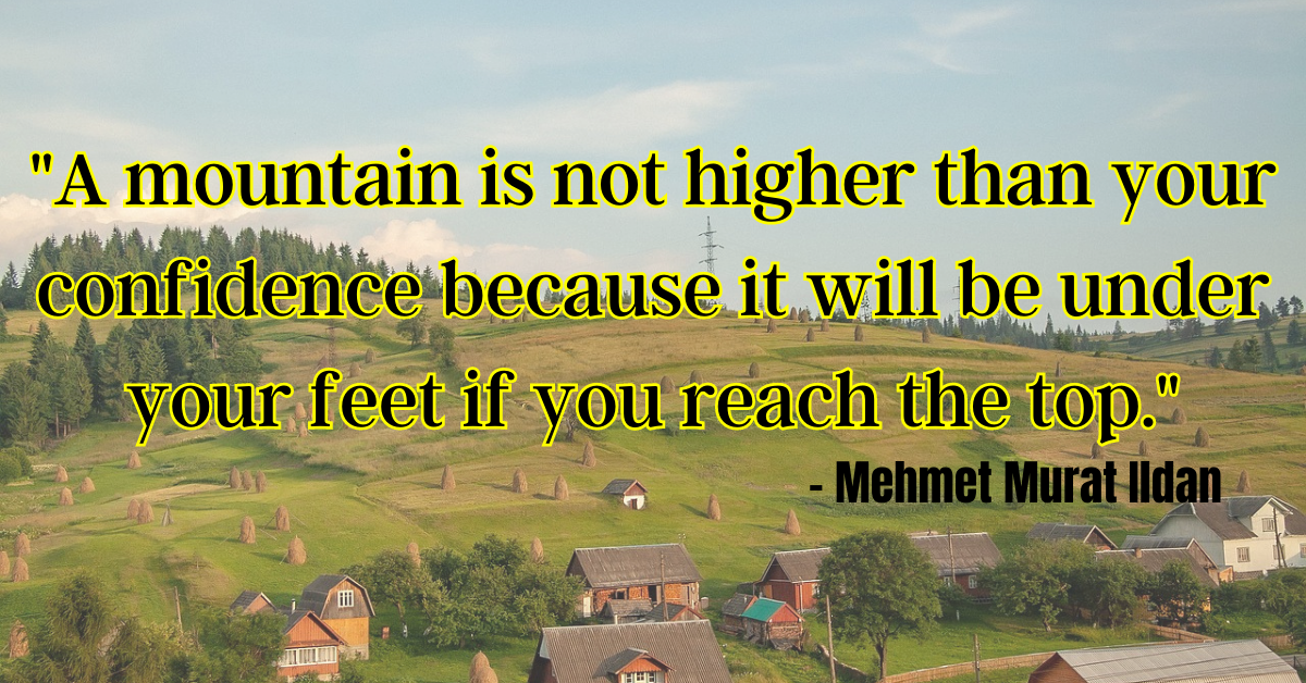 "A mountain is not higher than your confidence because it will be under your feet if you reach the top." - Mehmet Murat Ildan
