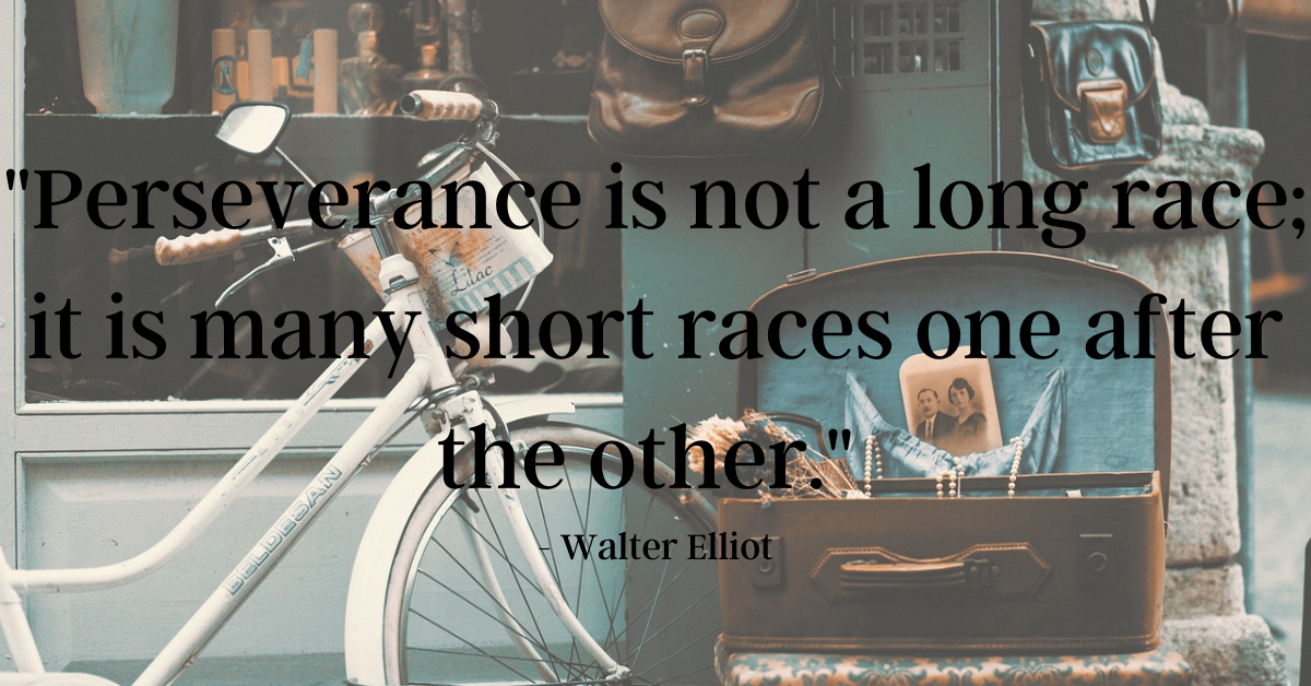"Perseverance is not a long race; it is many short races one after the other." - Walter Elliot