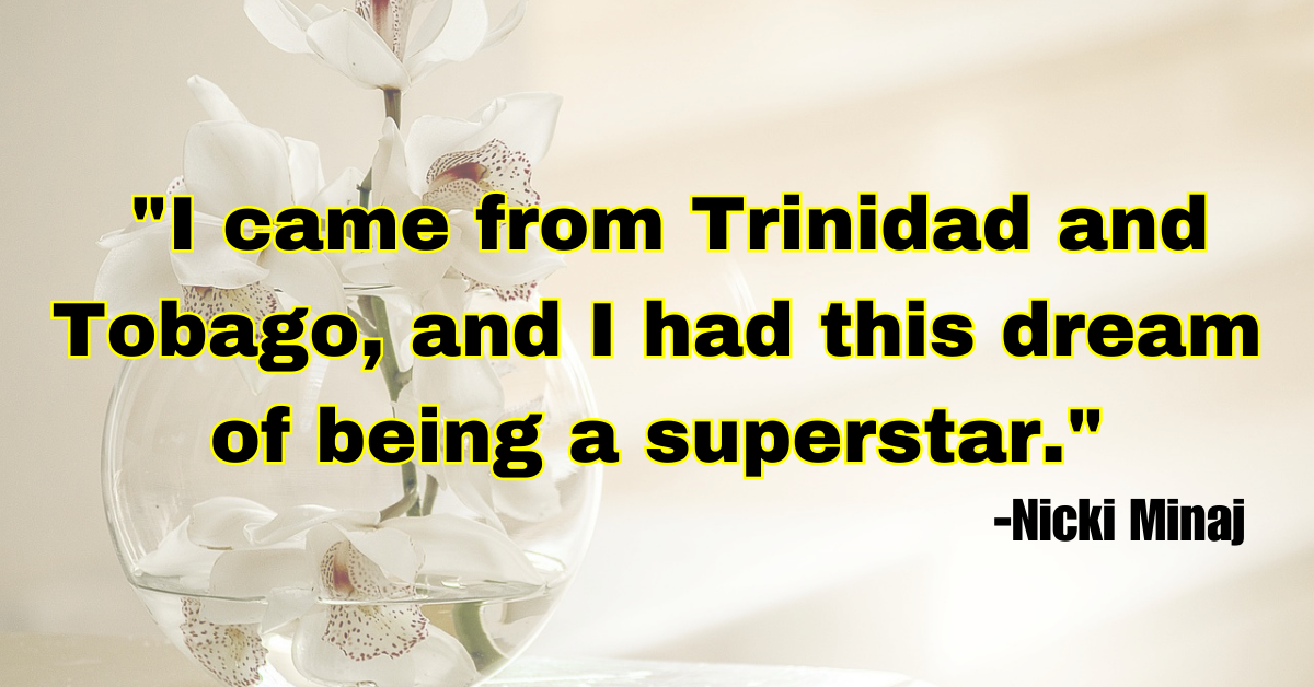"I came from Trinidad and Tobago, and I had this dream of being a superstar."