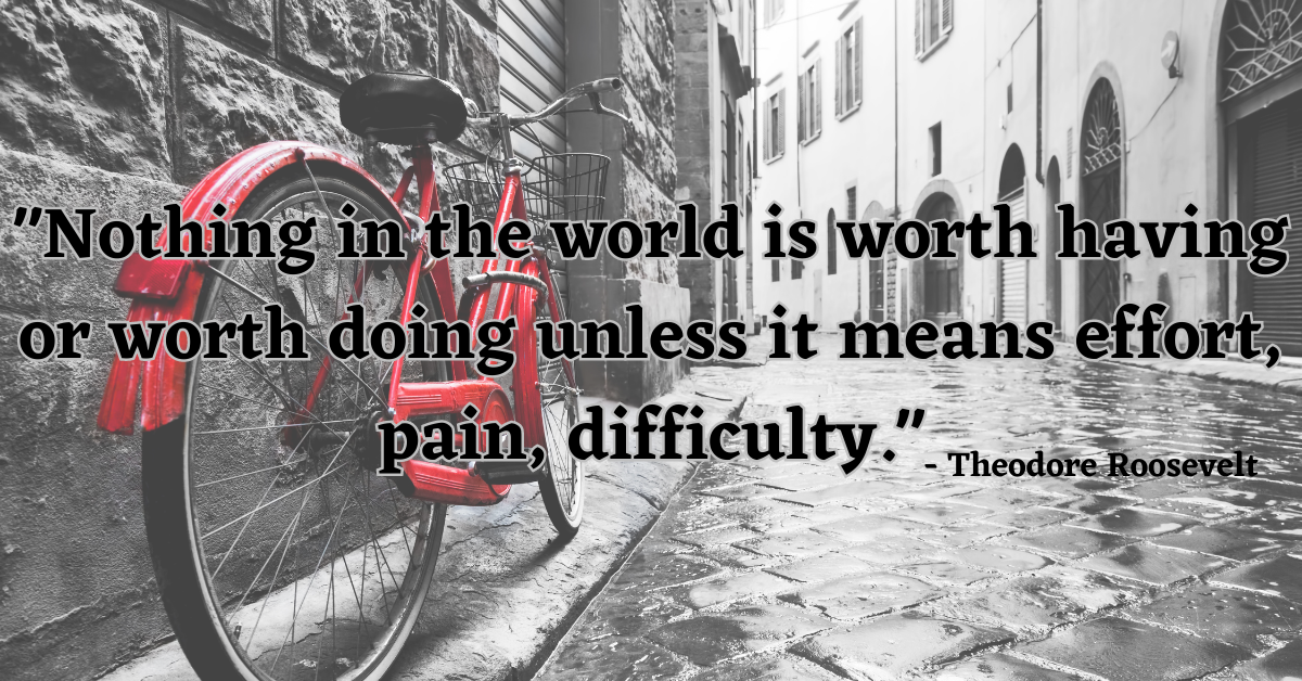 "Nothing in the world is worth having or worth doing unless it means effort, pain, difficulty." - Theodore Roosevelt