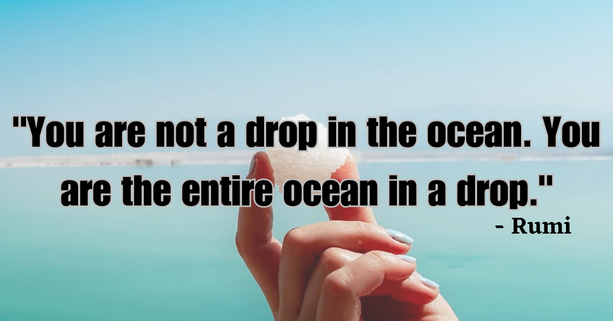 "You are not a drop in the ocean. You are the entire ocean in a drop." - Rumi