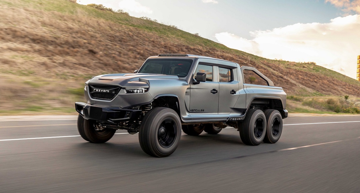 rezvani hercules 6x6 military design pickup truck