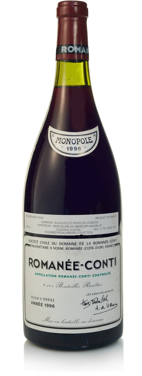 romanee conti 1996 isolated on white background