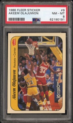 1986 Fleer Basketball HAKEEM OLAJUWON #9 Rookie Sticker PSA 8 RC NICELY CENTERED | eBay
