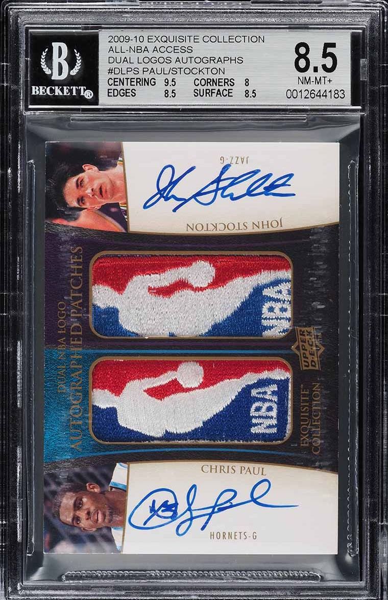 2009 UD Exquisite Dual Logoman Chris Paul & John Stockton PATCH AUTO 1/1 BGS 8.5