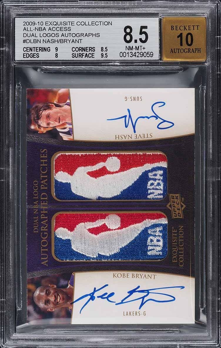 2009 UD Exquisite Dual Logoman Kobe Bryant & Steve Nash PATCH AUTO 1/1 BGS 8.5