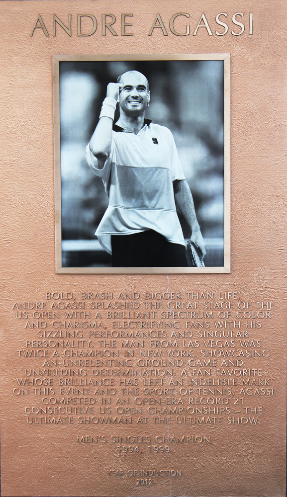 Andre Agassi plaque at US Open Court of Champions